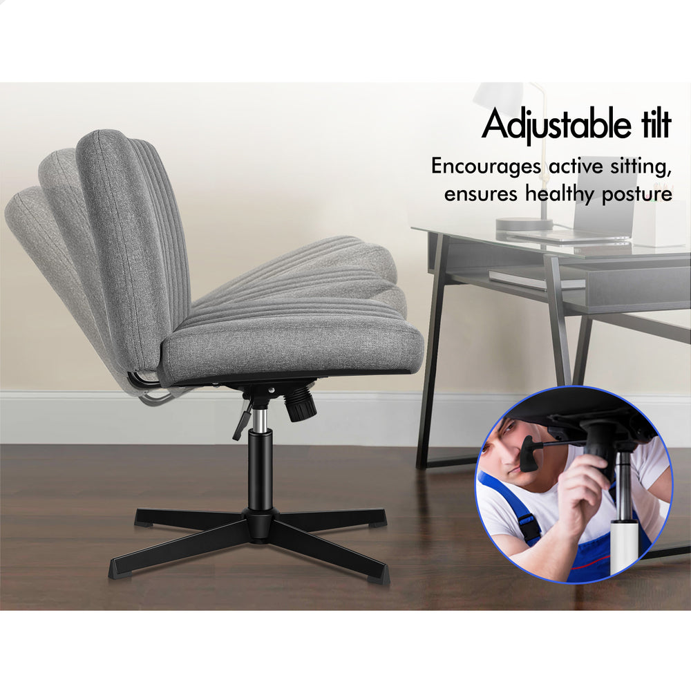 1 ALFORDSON Office Chair Mid back with Ottoman Fabric Grey
