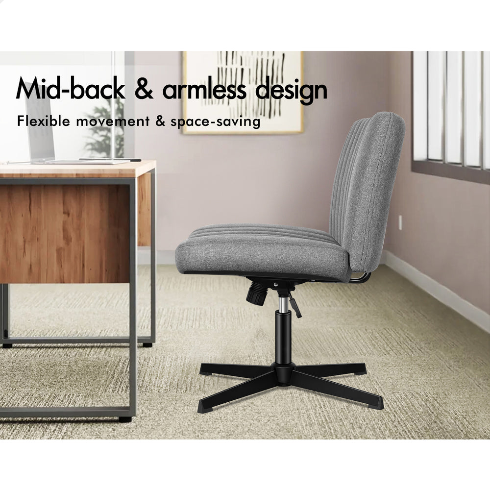 1 ALFORDSON Office Chair Mid back with Ottoman Fabric Grey