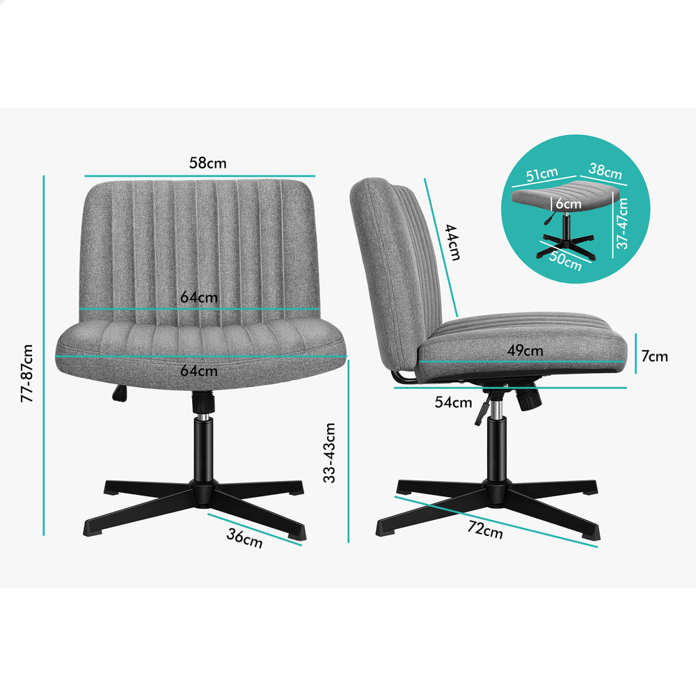 1 ALFORDSON Office Chair Mid back with Ottoman Fabric Grey