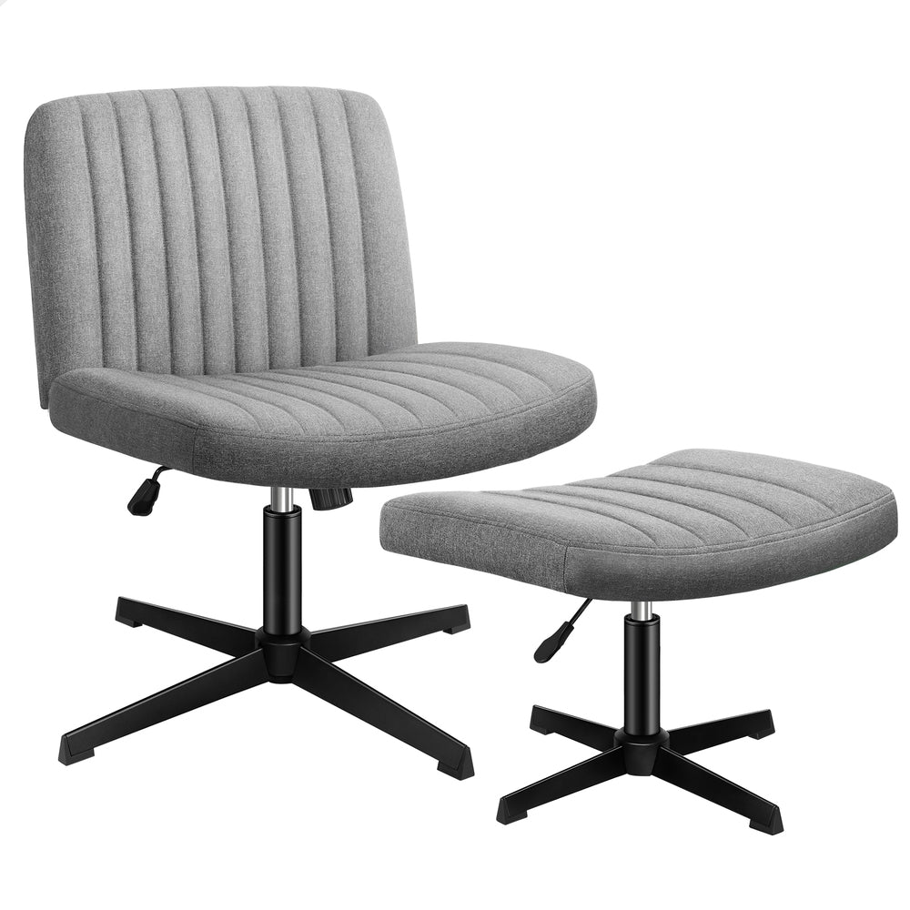 1 ALFORDSON Office Chair Mid back with Ottoman Fabric Grey