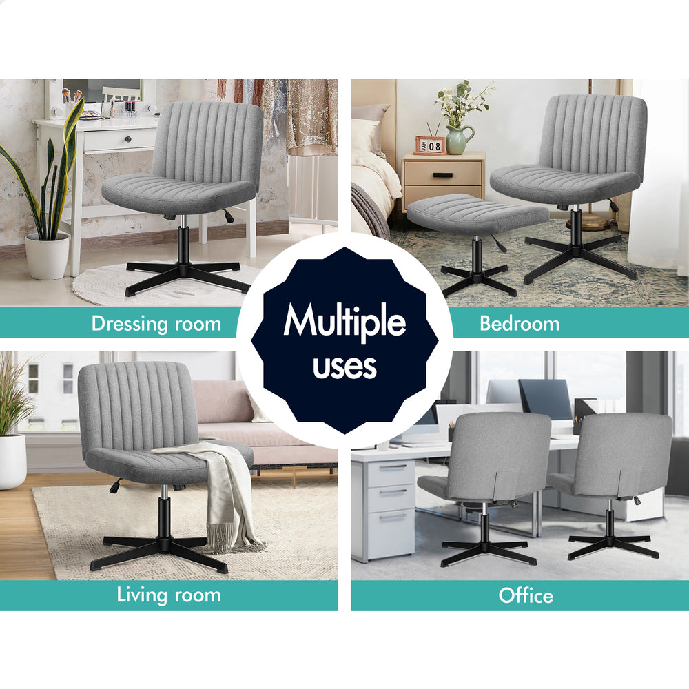 1 ALFORDSON Office Chair Mid back with Ottoman Fabric Grey