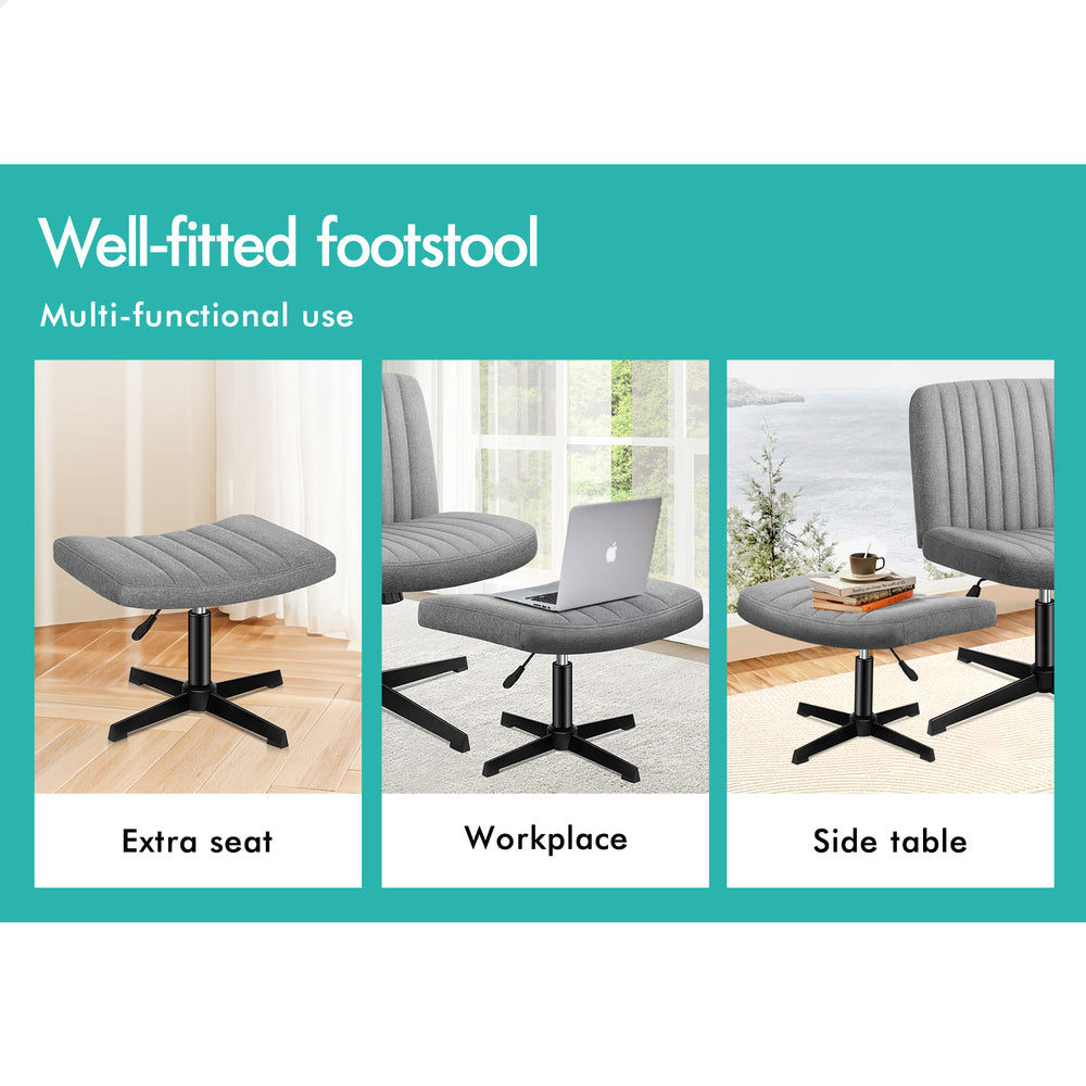 1 ALFORDSON Office Chair Mid back with Ottoman Fabric Grey