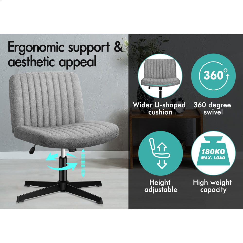 1 ALFORDSON Office Chair Mid back with Ottoman Fabric Grey