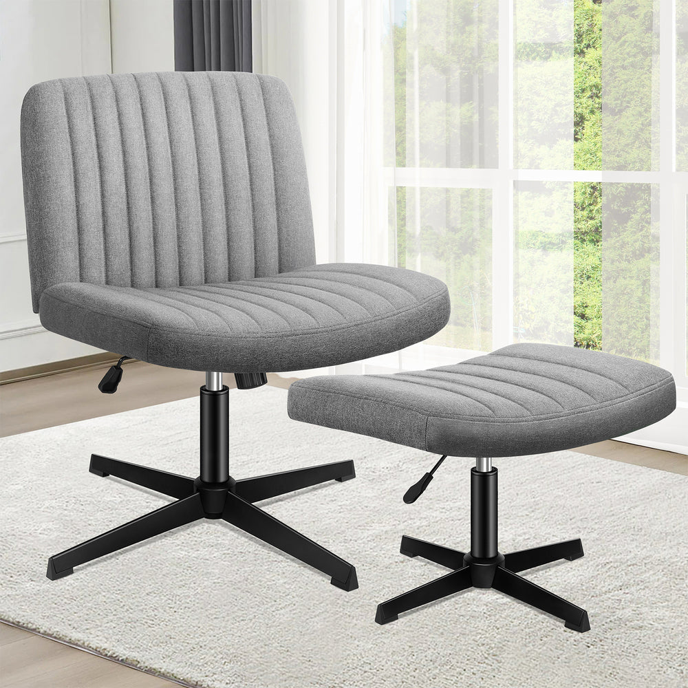 1 ALFORDSON Office Chair Mid back with Ottoman Fabric Grey