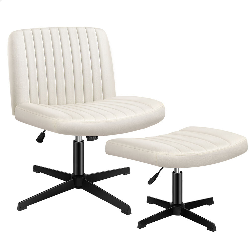 1 ALFORDSON Office Chair Mid back with Ottoman Velvet Beige