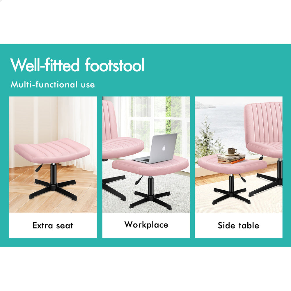 1 ALFORDSON Office Chair Mid back with Ottoman Velvet Pink