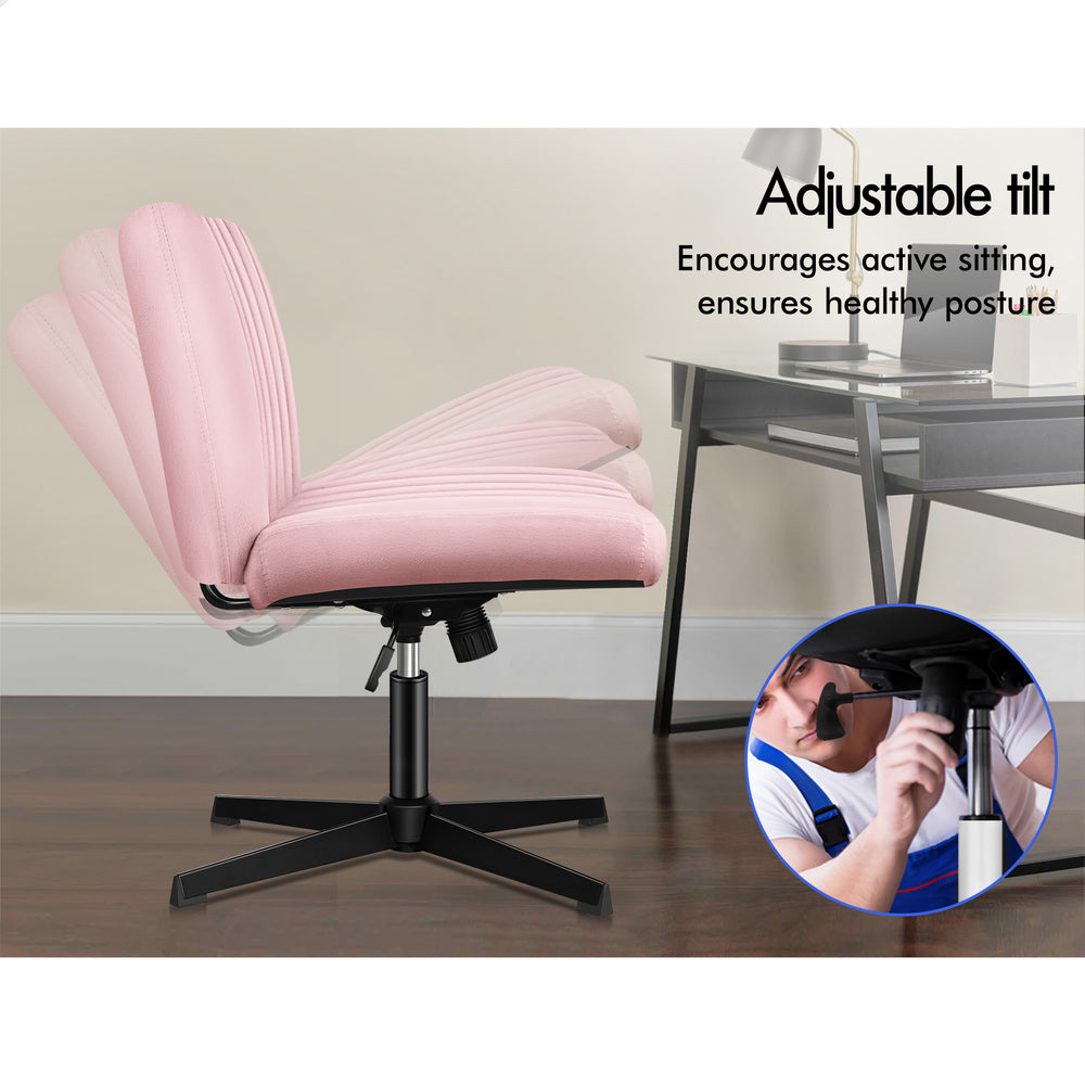 1 ALFORDSON Office Chair Mid back with Ottoman Velvet Pink