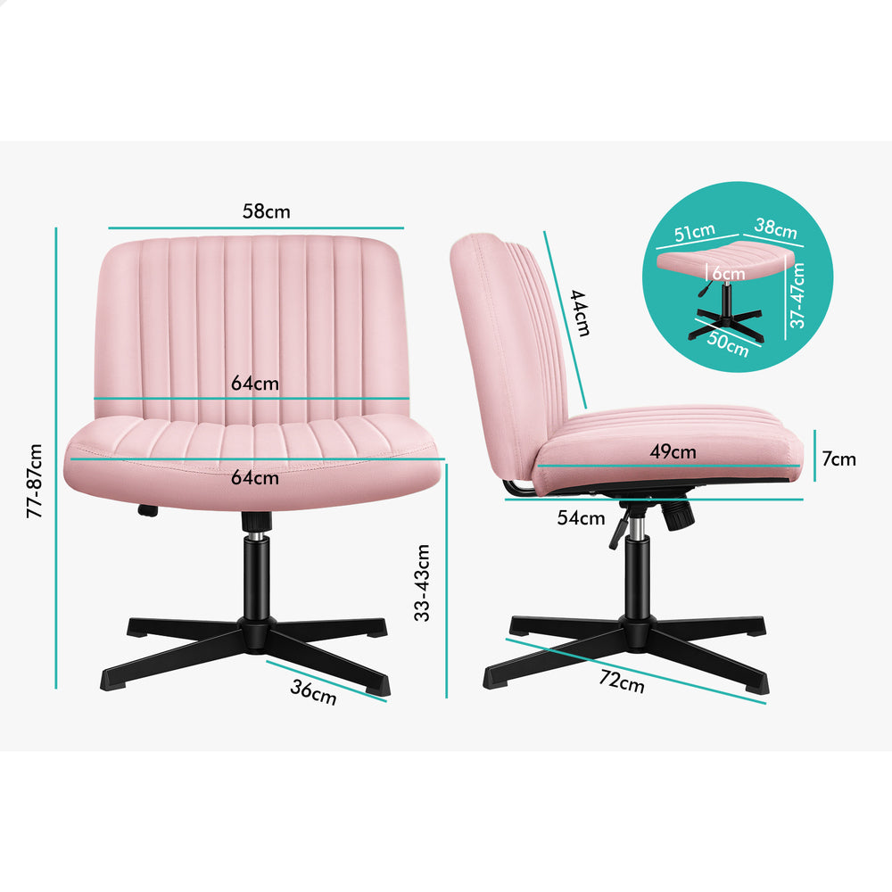 1 ALFORDSON Office Chair Mid back with Ottoman Velvet Pink