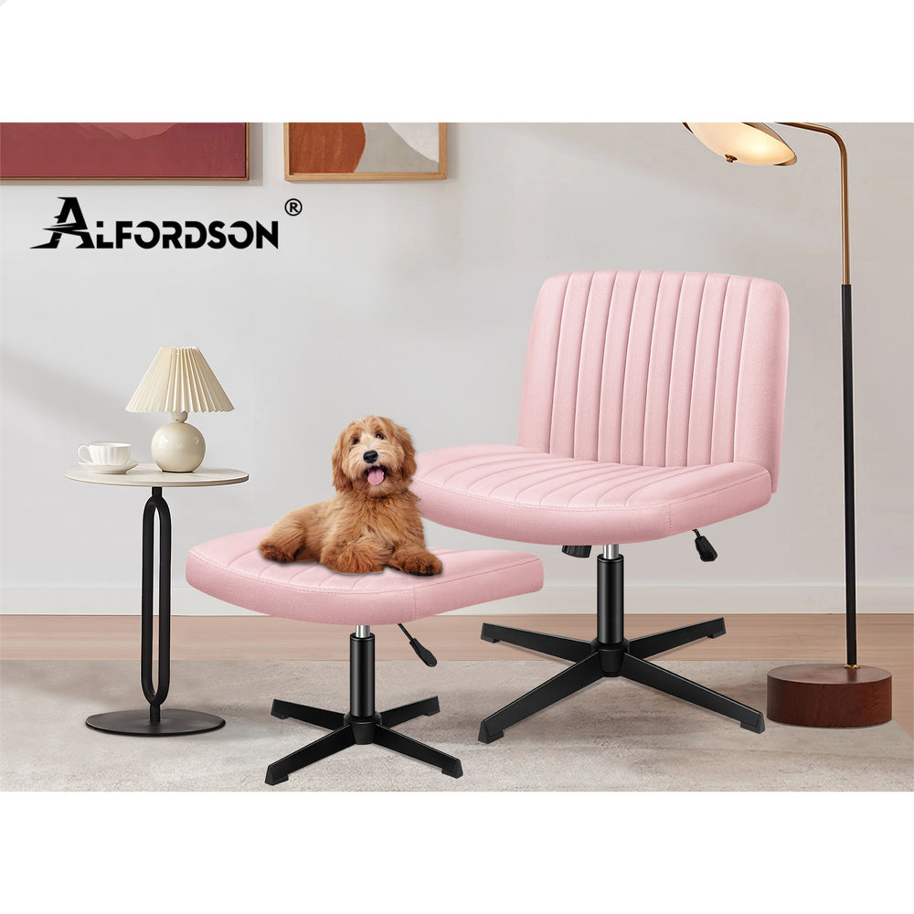 1 ALFORDSON Office Chair Mid back with Ottoman Velvet Pink