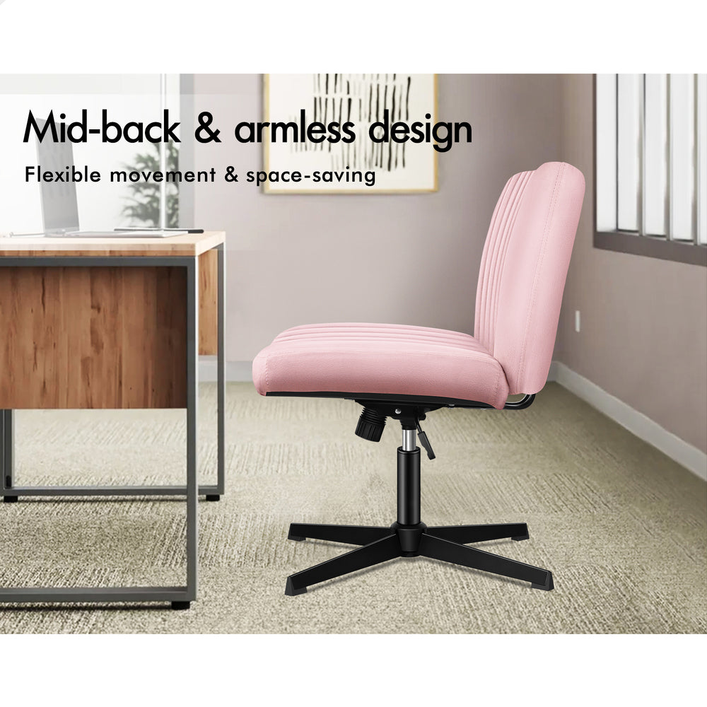 1 ALFORDSON Office Chair Mid back with Ottoman Velvet Pink