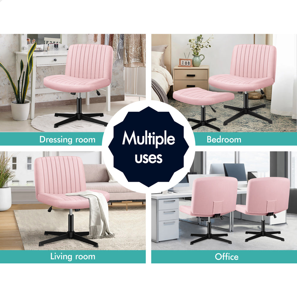 1 ALFORDSON Office Chair Mid back with Ottoman Velvet Pink