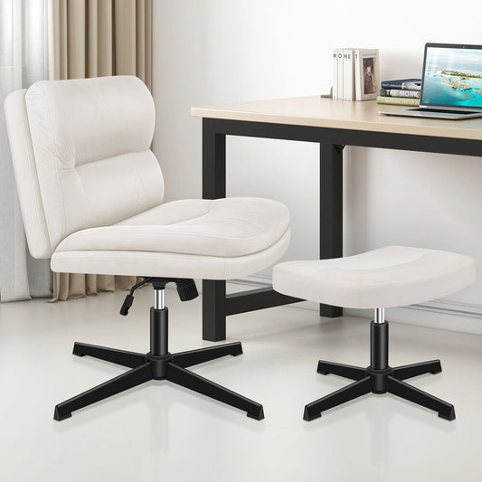 ALFORDSON Office Chair Computer Seat Cross-legged Work Ottoman Velvet Beige