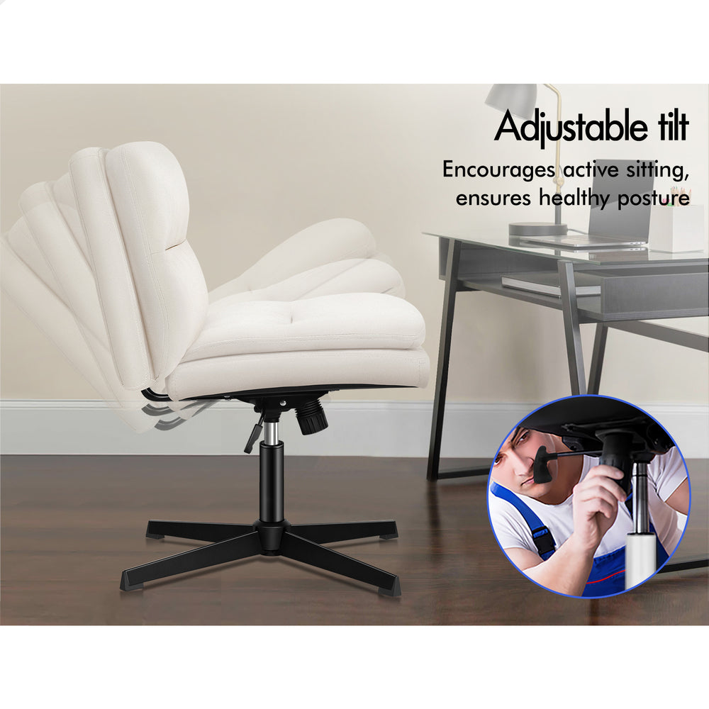 1 ALFORDSON Office Chair Ottoman Set Cross-legged Seat Beige