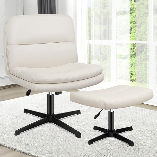 1 ALFORDSON Office Chair Ottoman Set Cross-legged Seat Beige