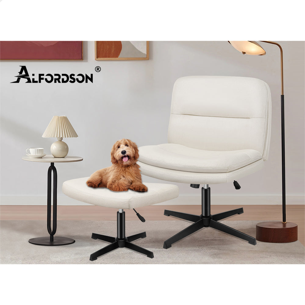 1 ALFORDSON Office Chair Ottoman Set Cross-legged Seat Beige