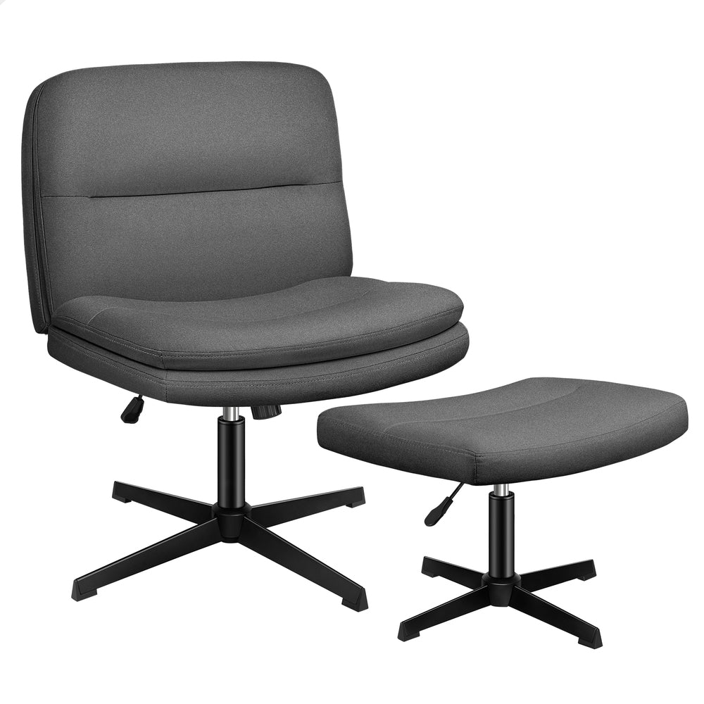 1 ALFORDSON Office Chair Ottoman Set Cross-legged Seat Grey