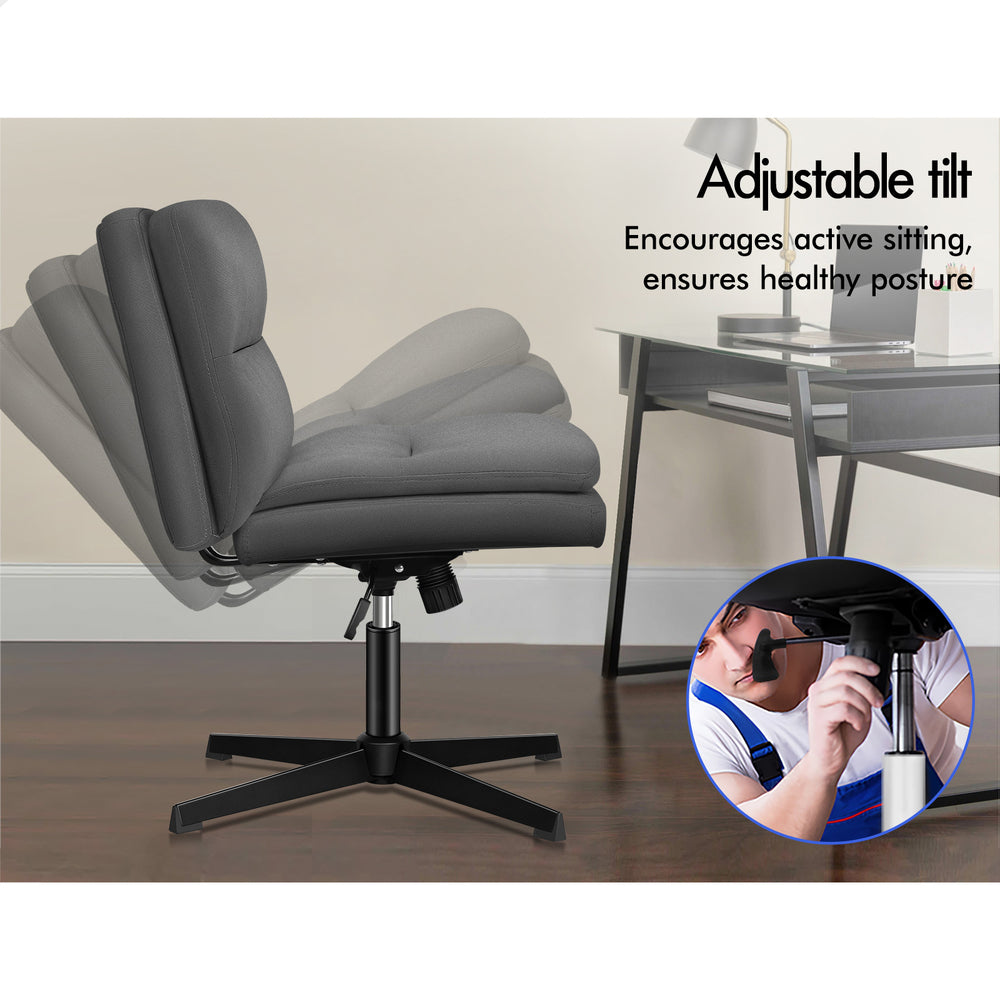 1 ALFORDSON Office Chair Ottoman Set Cross-legged Seat Grey