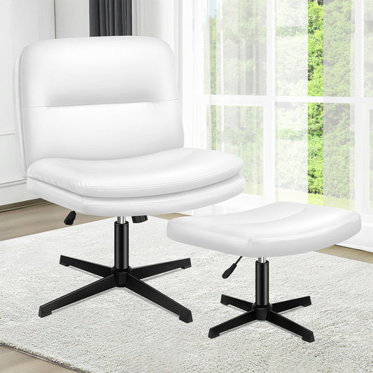 1 ALFORDSON Office Chair Ottoman Set Cross-legged Seat White