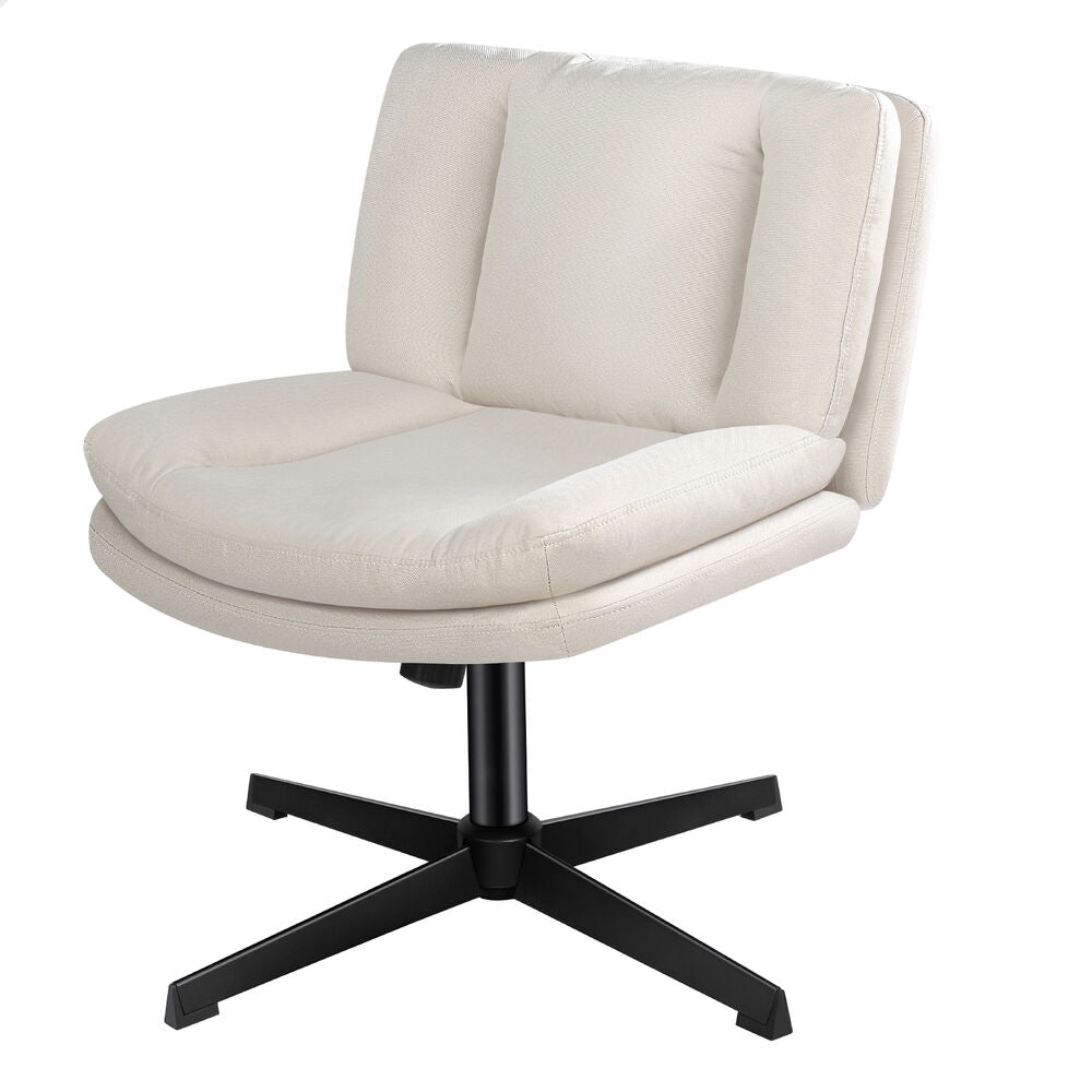 ALFORDSON Armless Office Desk Chair Mid Back Wide Seat Fabric Beige