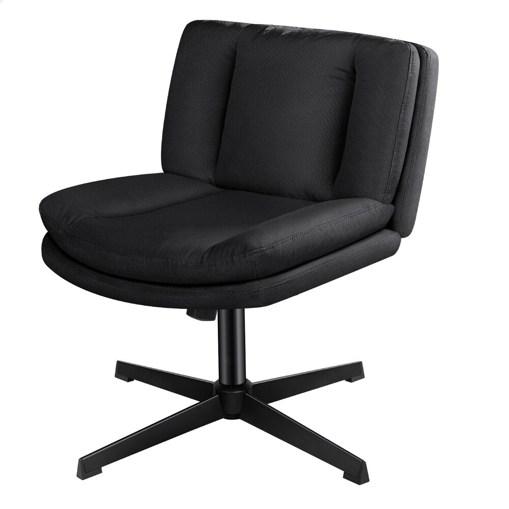 ALFORDSON Armless Office Desk Chair Mid Back Wide Seat Fabric Black
