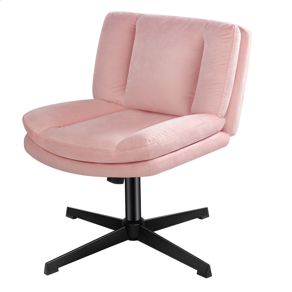 ALFORDSON Armless Office Desk Chair Mid Back Wide Seat Velvet Pink