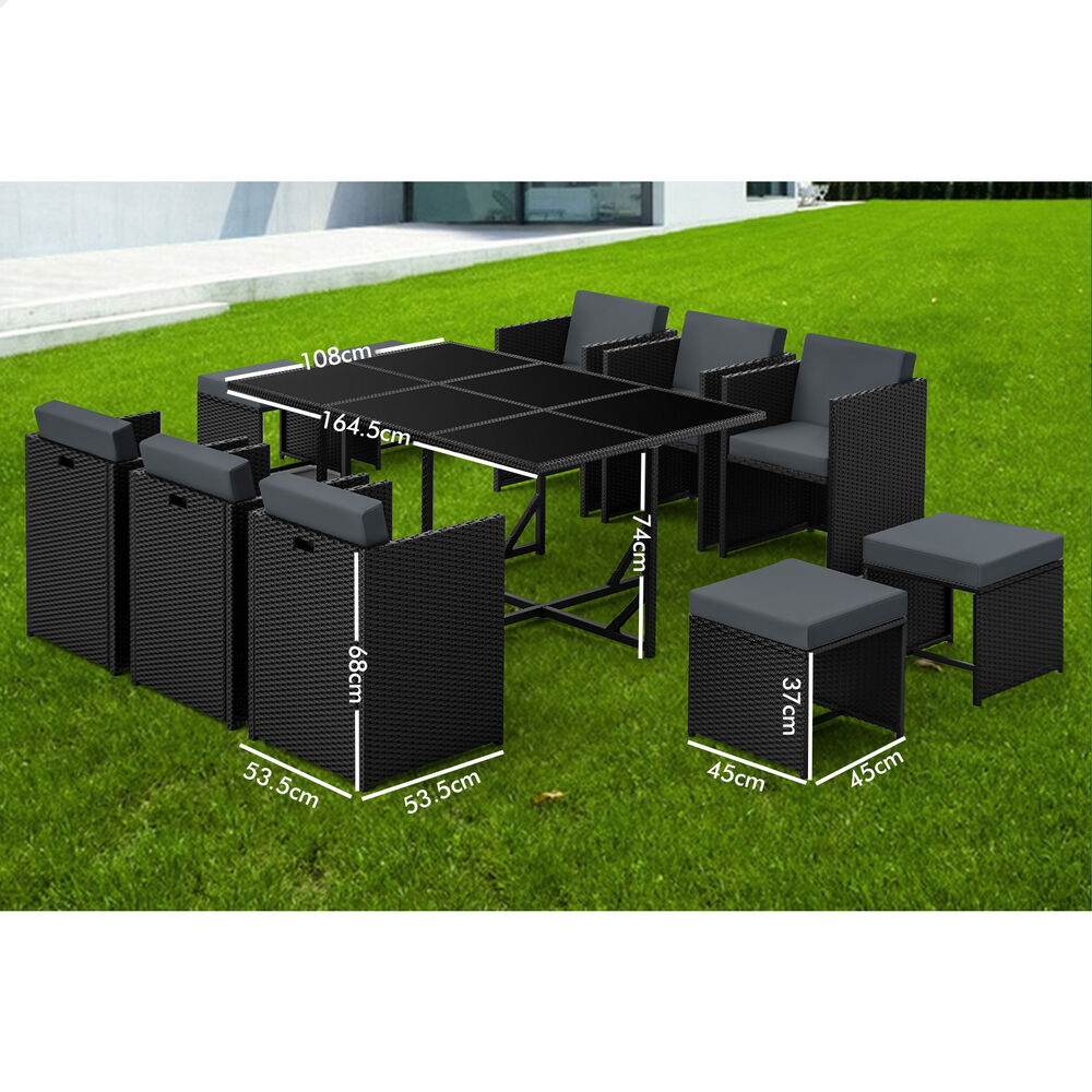 ALFORDSON Outdoor Dining Set 11 PCS Table Chairs Patio Lounge Wicker Furniture