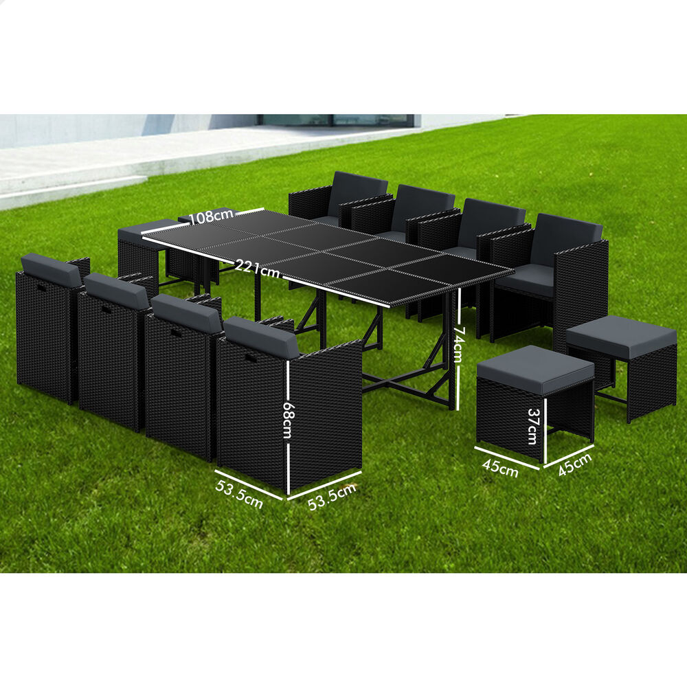 ALFORDSON Outdoor Dining Set 13 PCS Table Chairs Patio Lounge Wicker Furniture