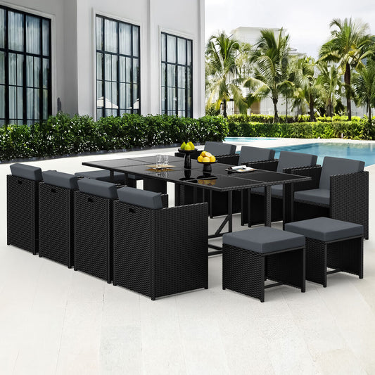 ALFORDSON Outdoor Dining Set 13 PCS Table Chairs Patio Lounge Wicker Furniture