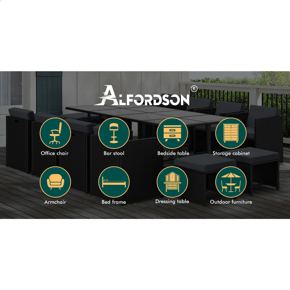 ALFORDSON Outdoor Dining Set 13 PCS Table Chairs Patio Lounge Wicker Furniture