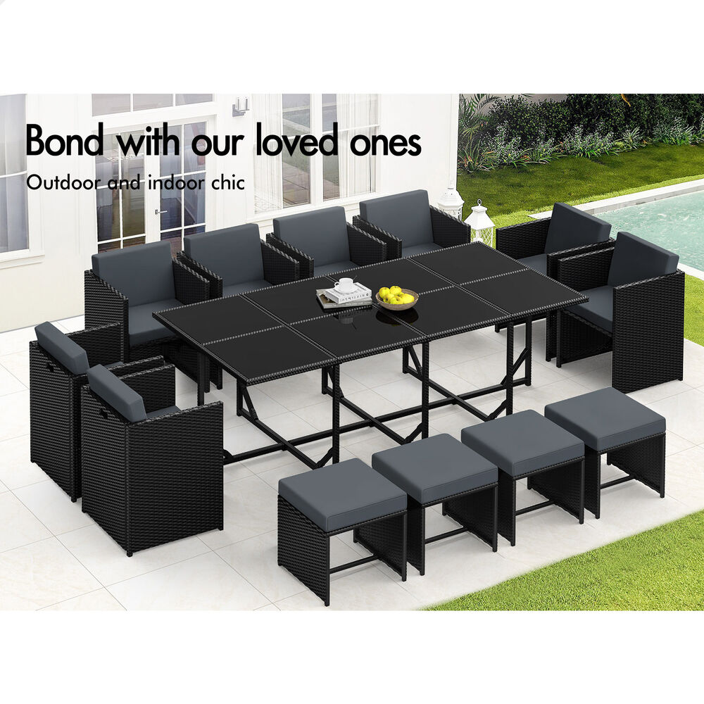 ALFORDSON Outdoor Dining Set 13 PCS Table Chairs Patio Lounge Wicker Furniture