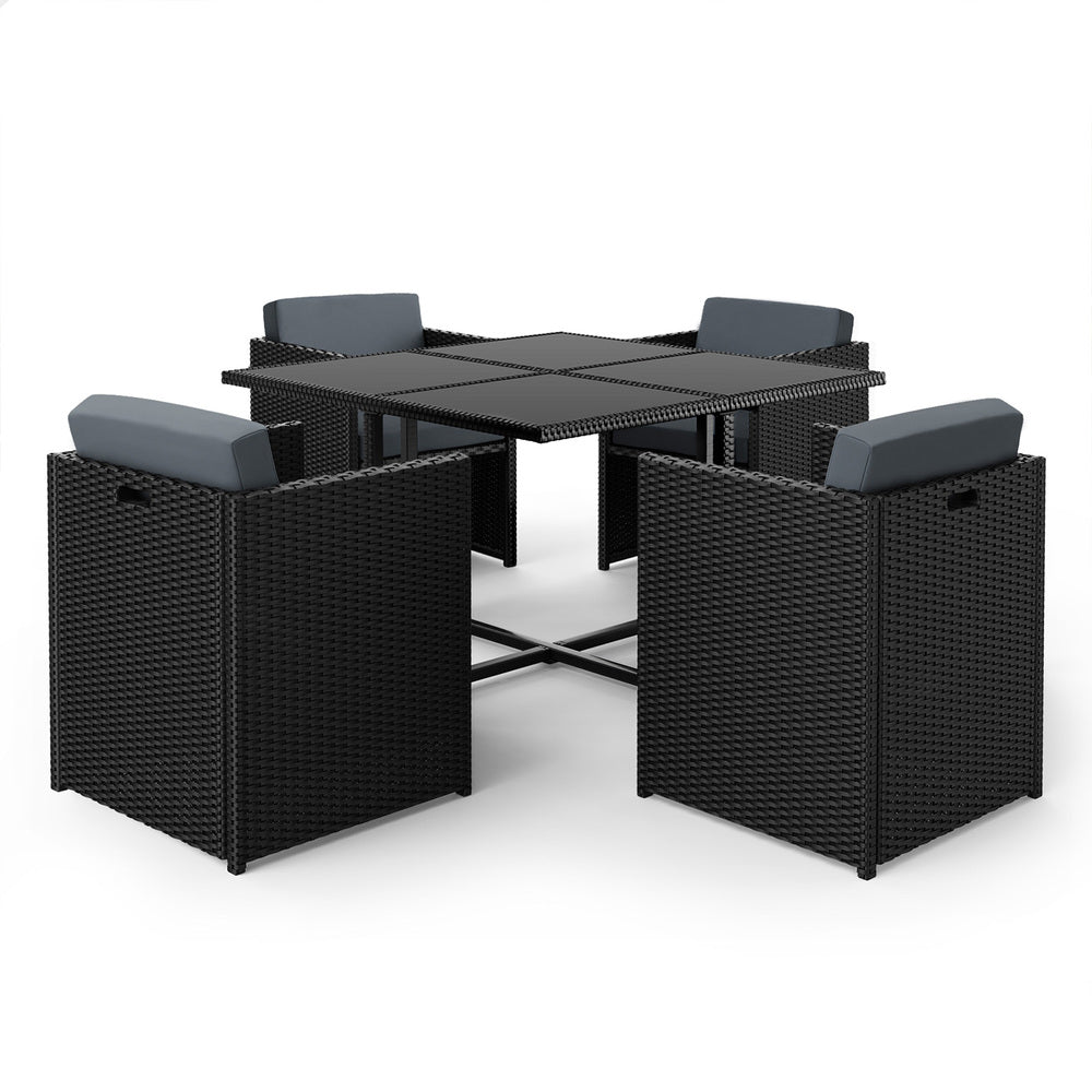 ALFORDSON Outdoor Dining Set 5 PCS Table Chairs Patio Lounge Wicker Furniture