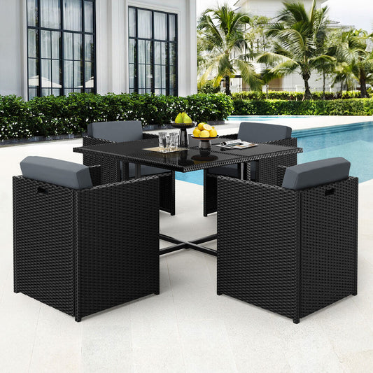 ALFORDSON Outdoor Dining Set 5 PCS Table Chairs Patio Lounge Wicker Furniture