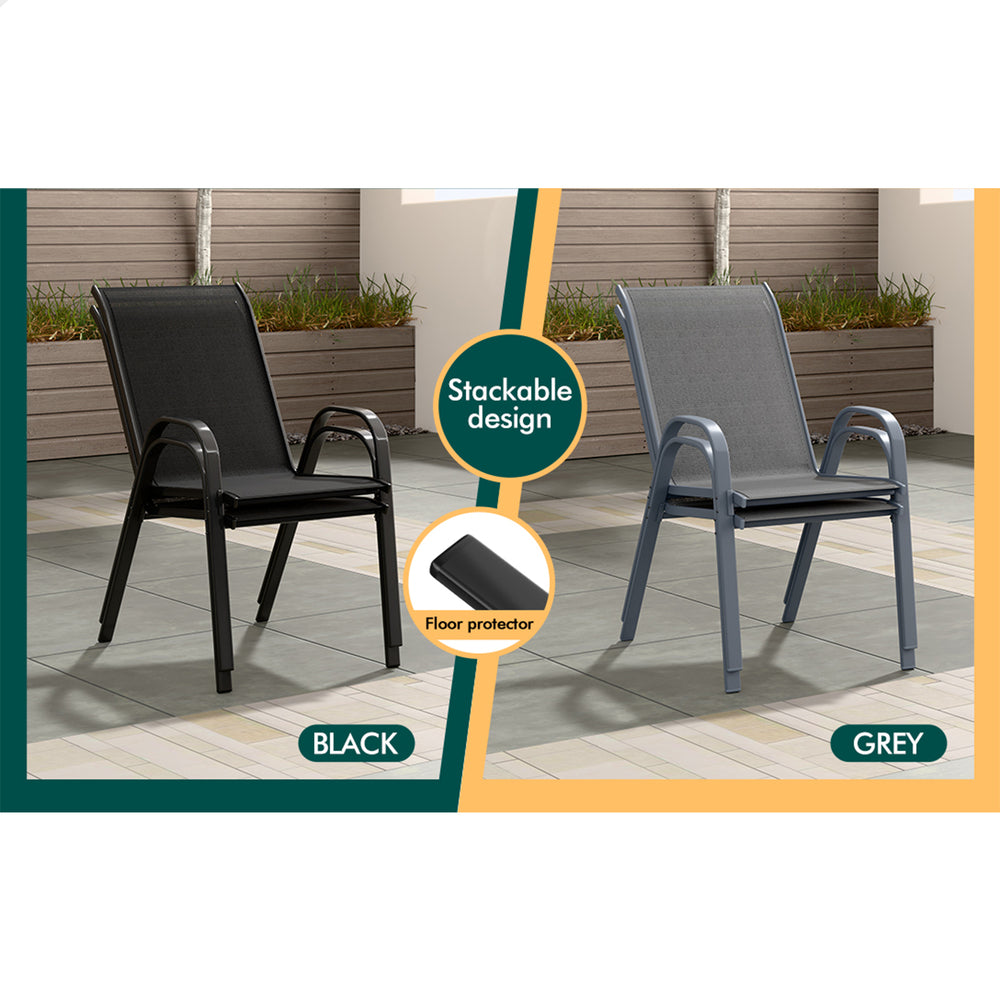 ALFORDSON 3PCS Outdoor Furniture Patio Table and Chairs Set Garden Round Black