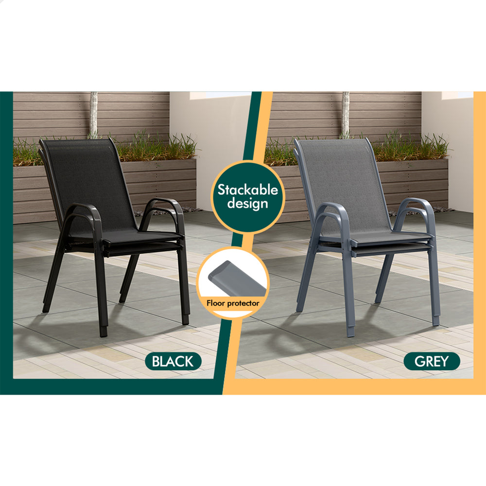 ALFORDSON 3PCS Outdoor Furniture Patio Table and Chairs Set Garden Round Grey