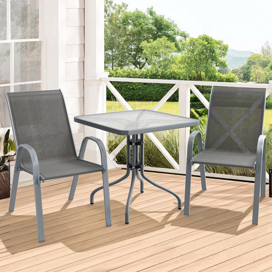 ALFORDSON 3PCS Outdoor Furniture Patio Table and Chairs Set Garden Square Grey