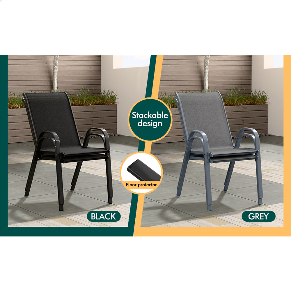 ALFORDSON 3PCS Outdoor Furniture Patio Table and Chairs Garden Bistro Set Black