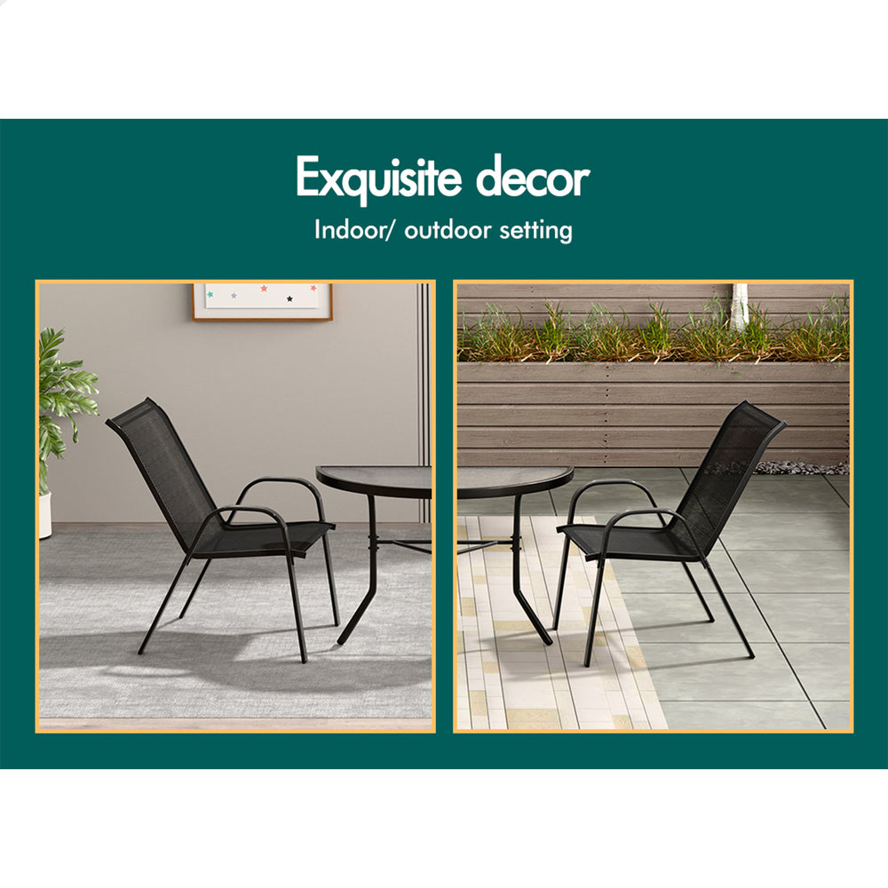 ALFORDSON 3PCS Outdoor Furniture Patio Table and Chairs Garden Bistro Set Black