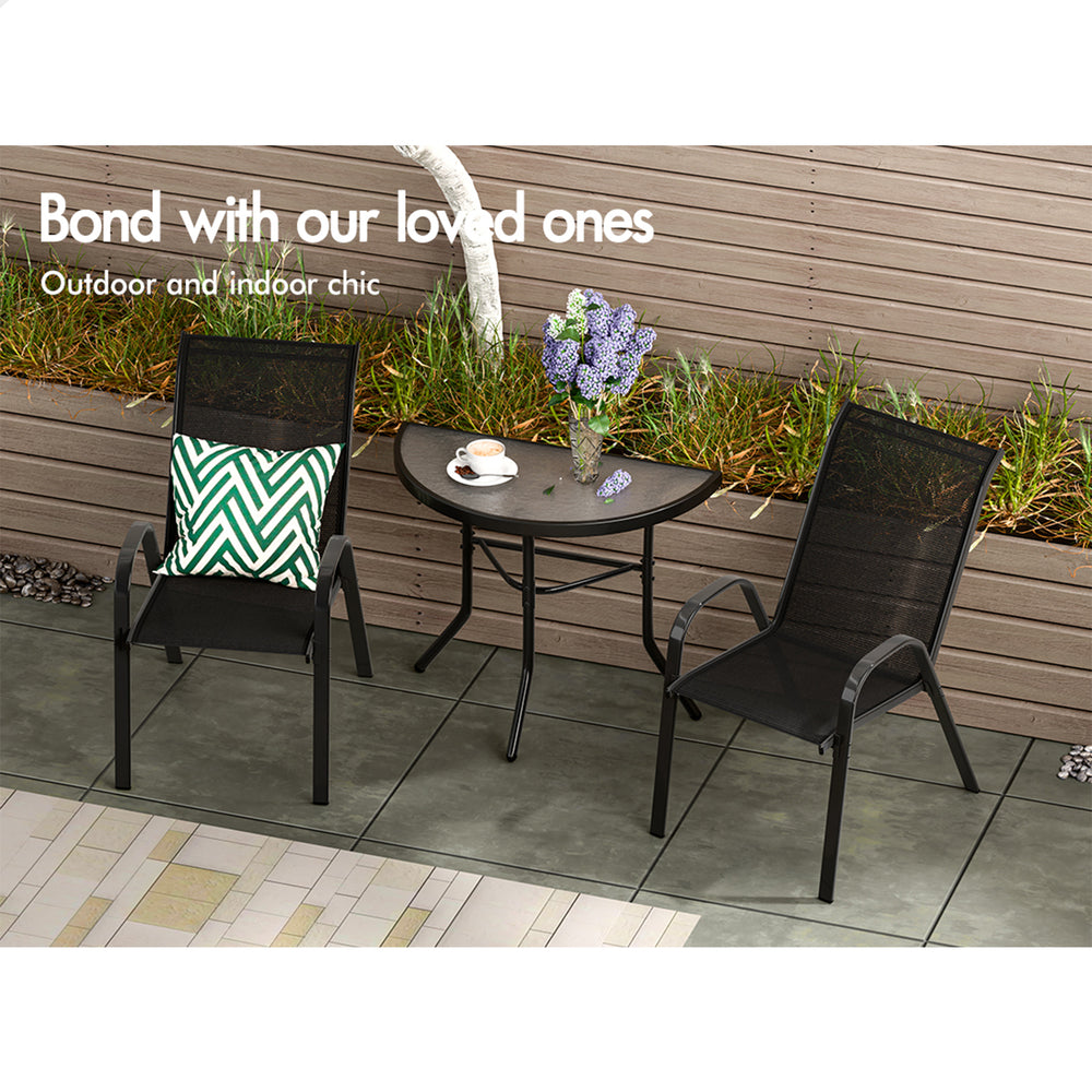 ALFORDSON 3PCS Outdoor Furniture Patio Table and Chairs Garden Bistro Set Black
