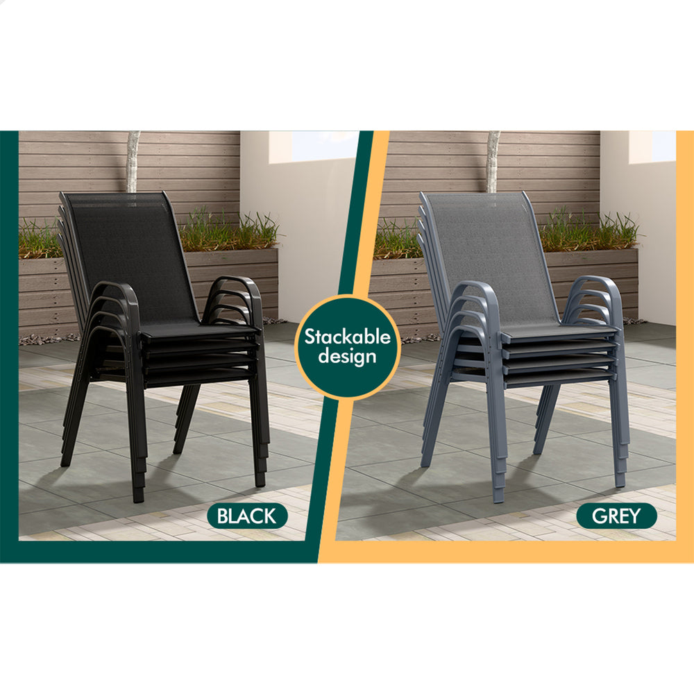 ALFORDSON 5PCS Outdoor Dining Set Table and Chairs Black
