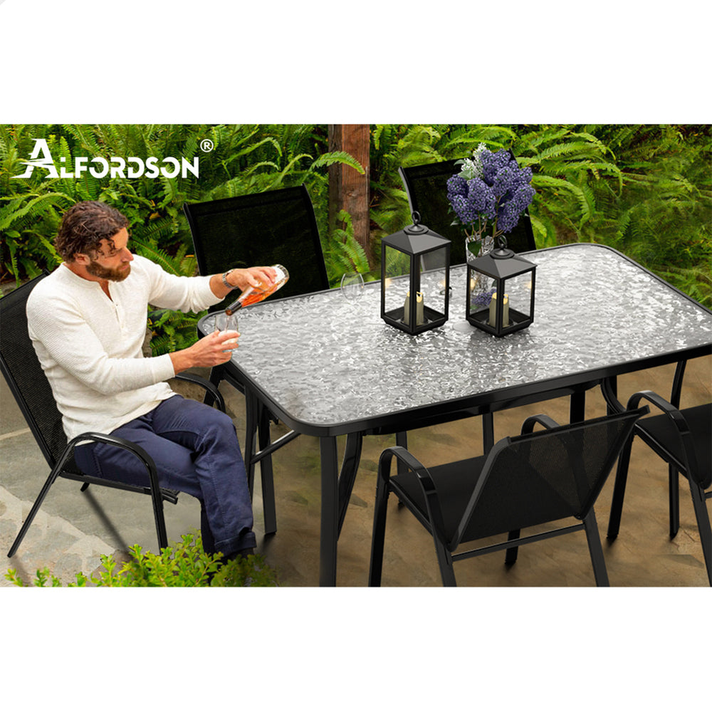ALFORDSON 5PCS Outdoor Dining Set Table and Chairs Black