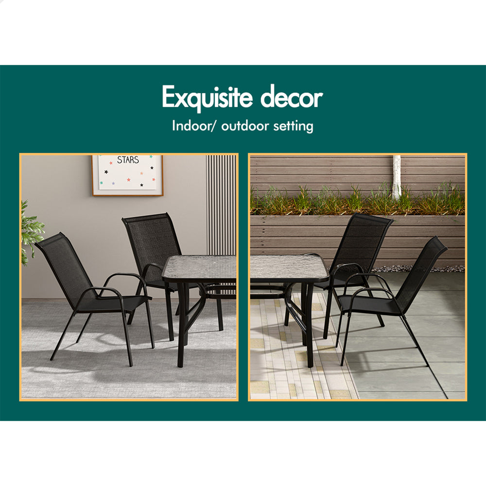 ALFORDSON 5PCS Outdoor Dining Set Table and Chairs Black