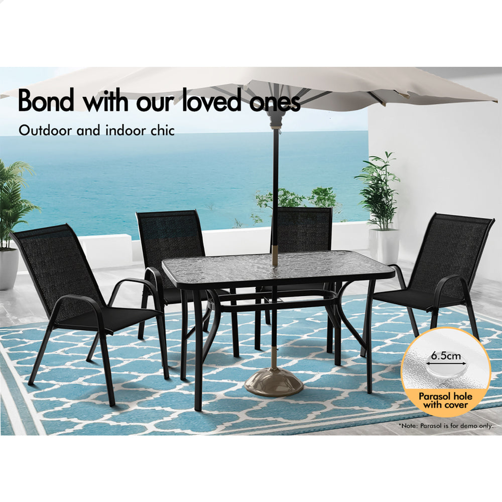 ALFORDSON 5PCS Outdoor Dining Set Table and Chairs Black