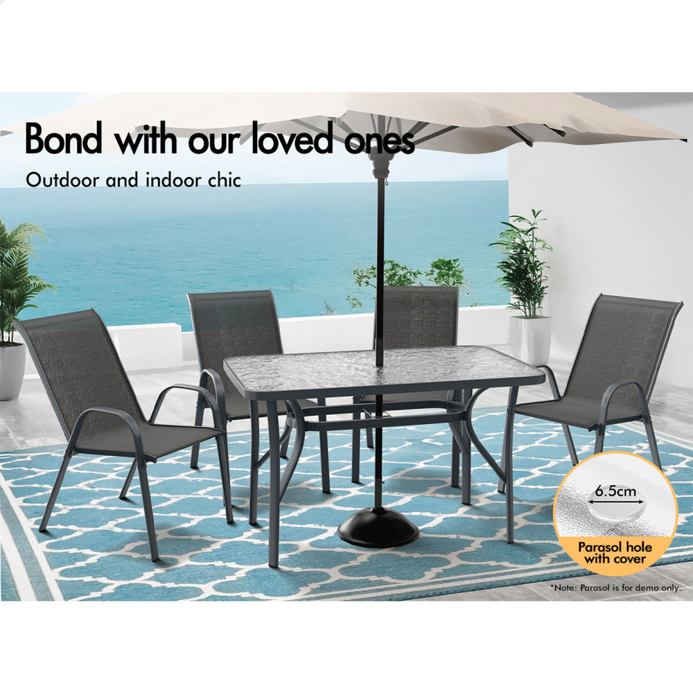 ALFORDSON 5PCS Outdoor Dining Set Table and Chairs Grey