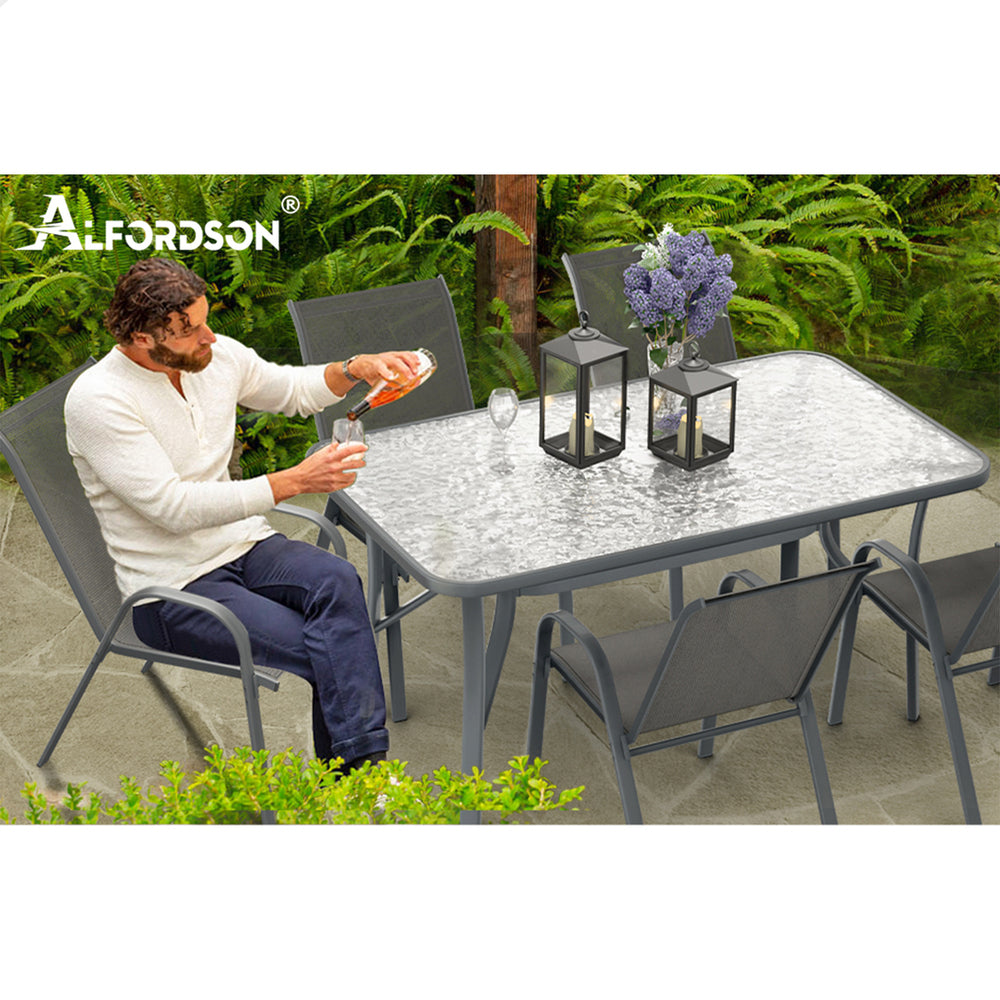 ALFORDSON 5PCS Outdoor Dining Set Table and Chairs Grey
