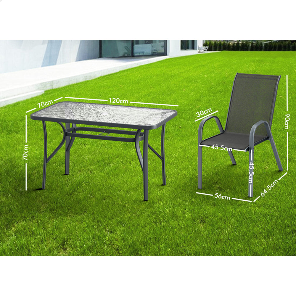 ALFORDSON 5PCS Outdoor Dining Set Table and Chairs Grey