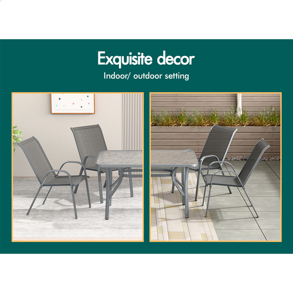 ALFORDSON 5PCS Outdoor Dining Set Table and Chairs Grey