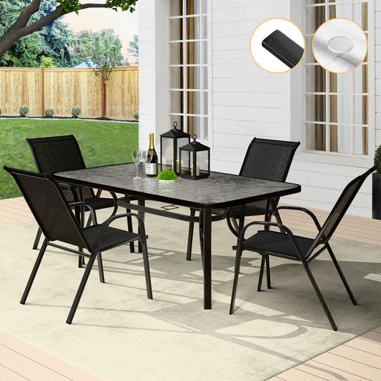 ALFORDSON 5PCS Outdoor Dining Table and Chairs Set Black