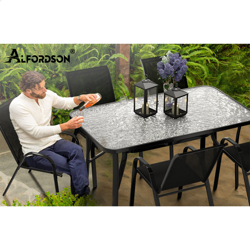 ALFORDSON 5PCS Outdoor Dining Table and Chairs Set Black