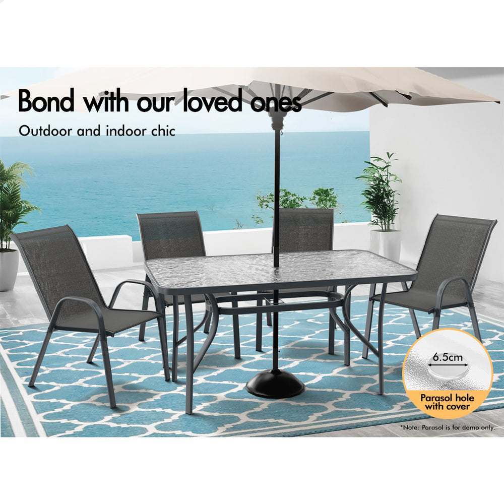 ALFORDSON 5PCS Outdoor Dining Table and Chairs Set Grey