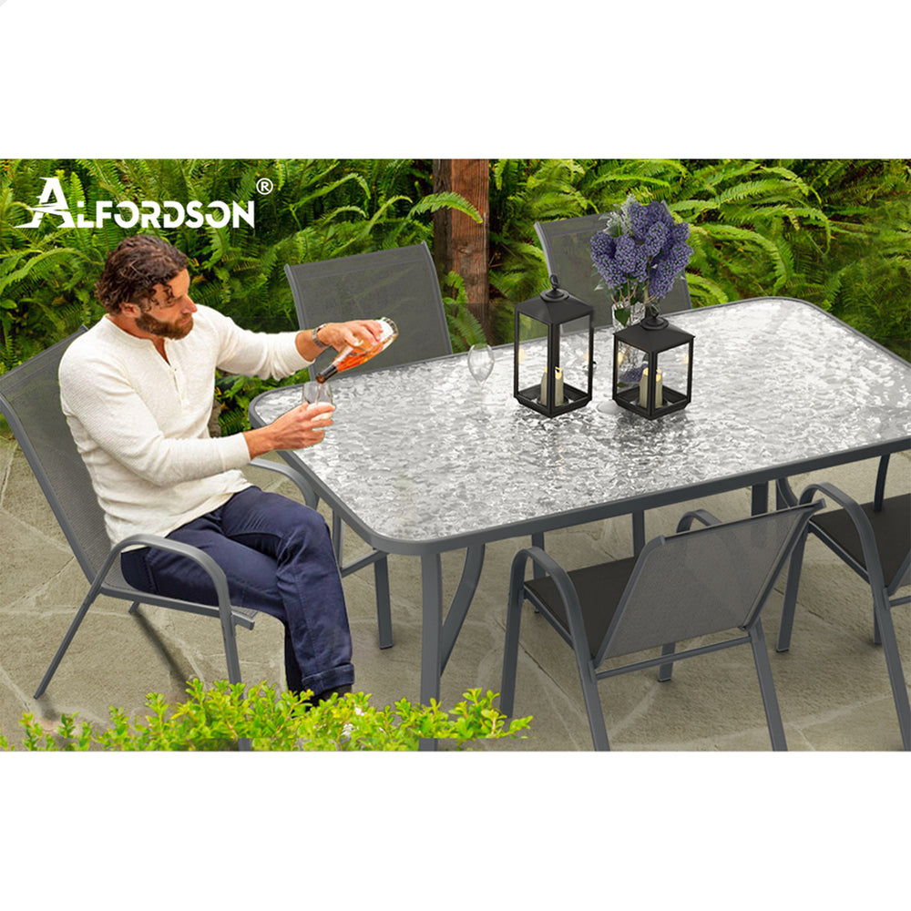 ALFORDSON 5PCS Outdoor Dining Table and Chairs Set Grey